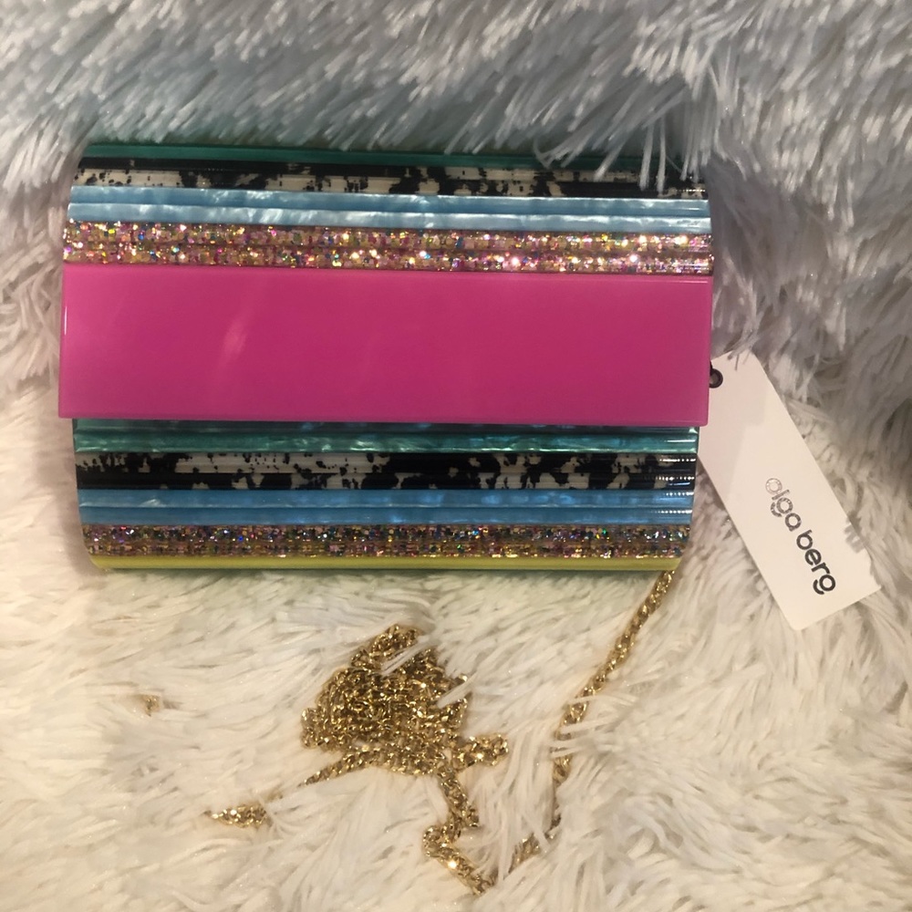 Olga Berg Stacer Acrylic Foldover Clutch